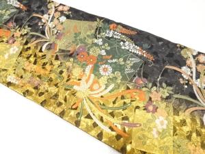 色紙に鳳凰・草花模様織り出し　振袖用袋帯